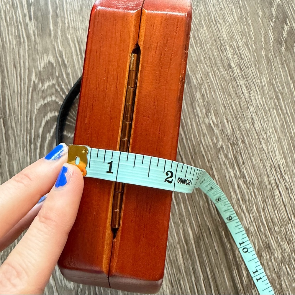 Wooden Clutch Purse with Graphic Patch - Picture 5 of 9